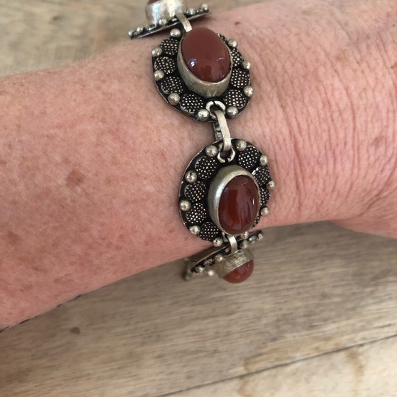 Vintage Carnellian Bracelet Art Noveau Boho Adjustable - Picture 3 of 5